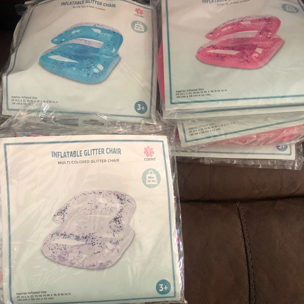 90’s Y2K retro vibes Inflatable Glitter Chair -Pink, or clear